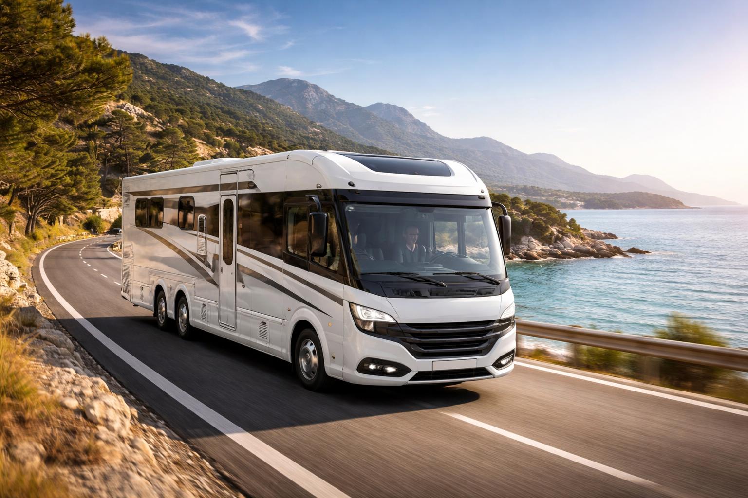 Kamper na putu pored mora.